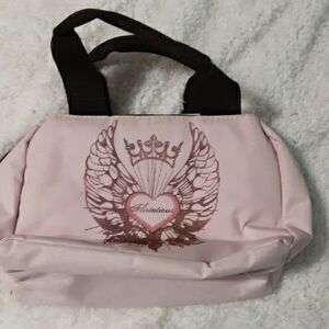 Flirtacious Pink Tote Bag with Brown Handles NWOT Cute Small Bag
